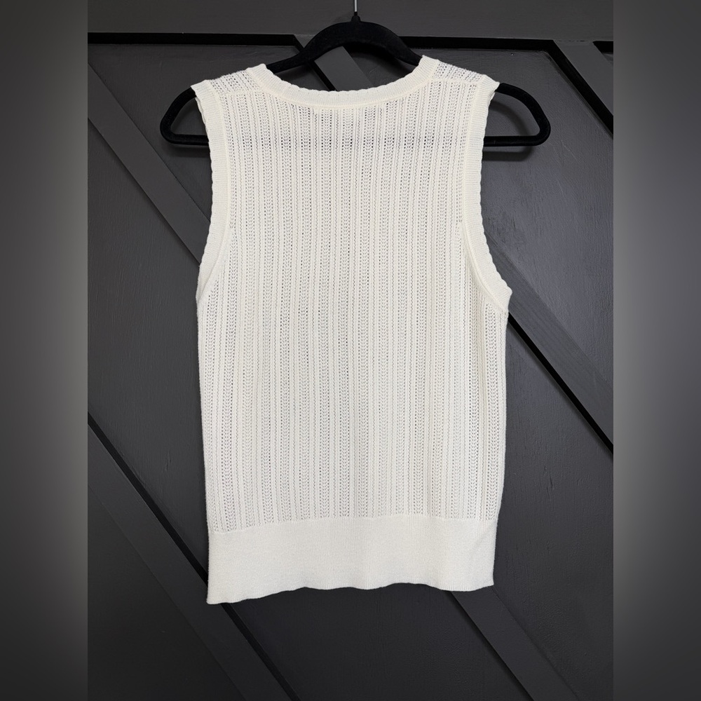 Veronica Beard The Heti Knit Tank in Ivory, Size Small - Picture 5 of 6
